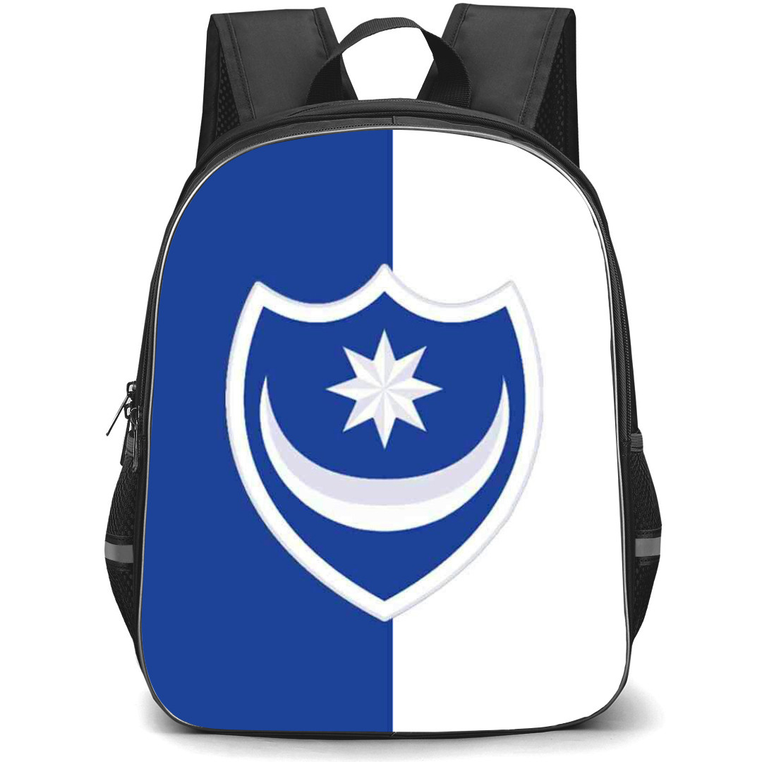 Portsmouth F.C. Backpack StudentPack - Portsmouth F.C. Logo Icon On Blue And White Background