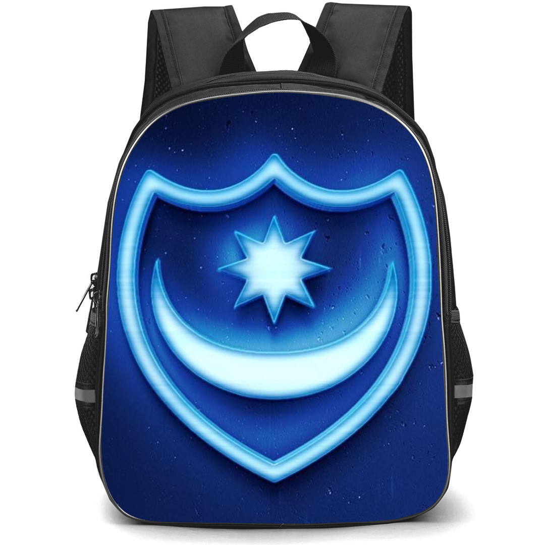 Portsmouth F.C. Backpack StudentPack - Portsmouth F.C. Logo Icon Glowing On Blue Background