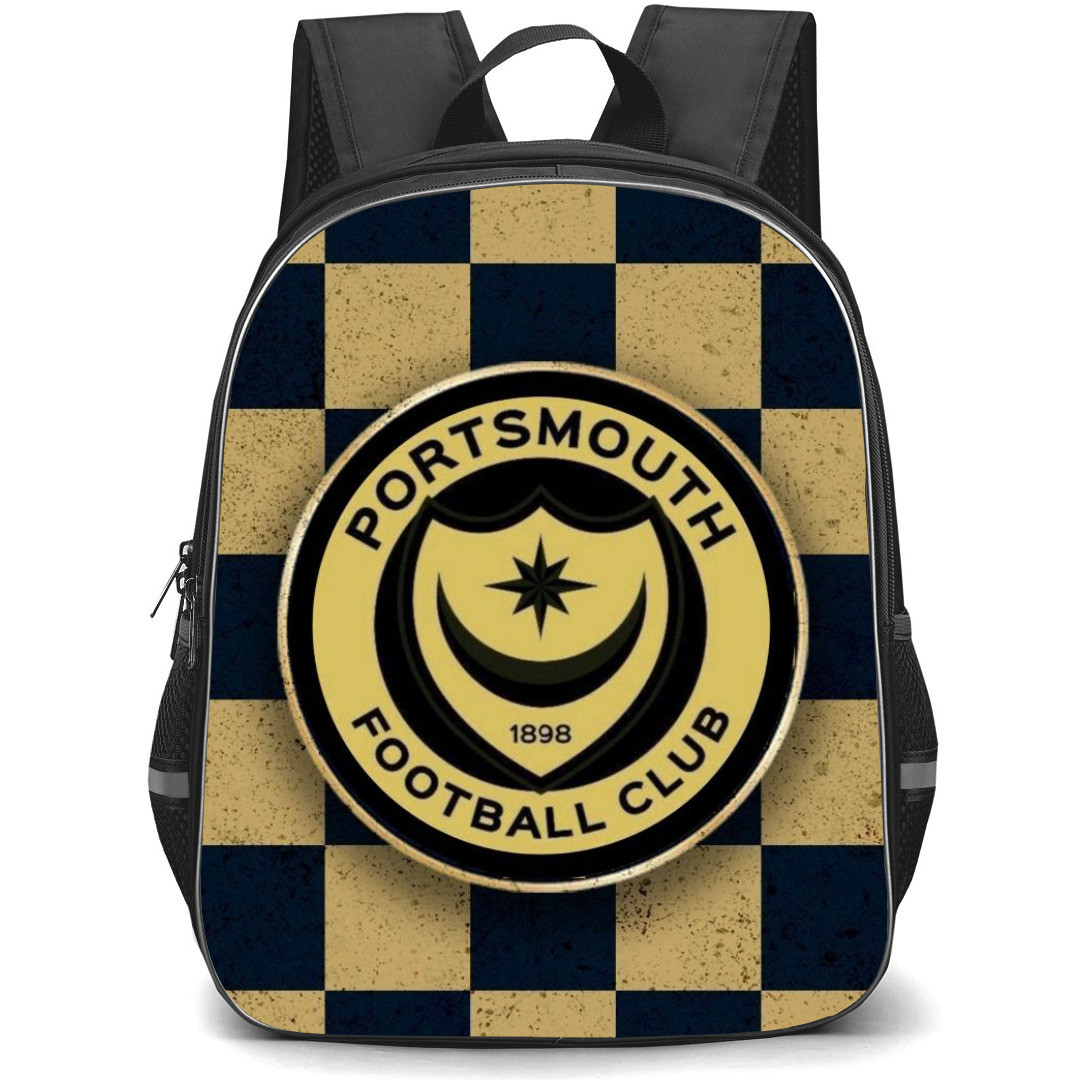 Portsmouth F.C. Backpack StudentPack - Portsmouth F.C. Logo On Yellow Black Chess Table Background