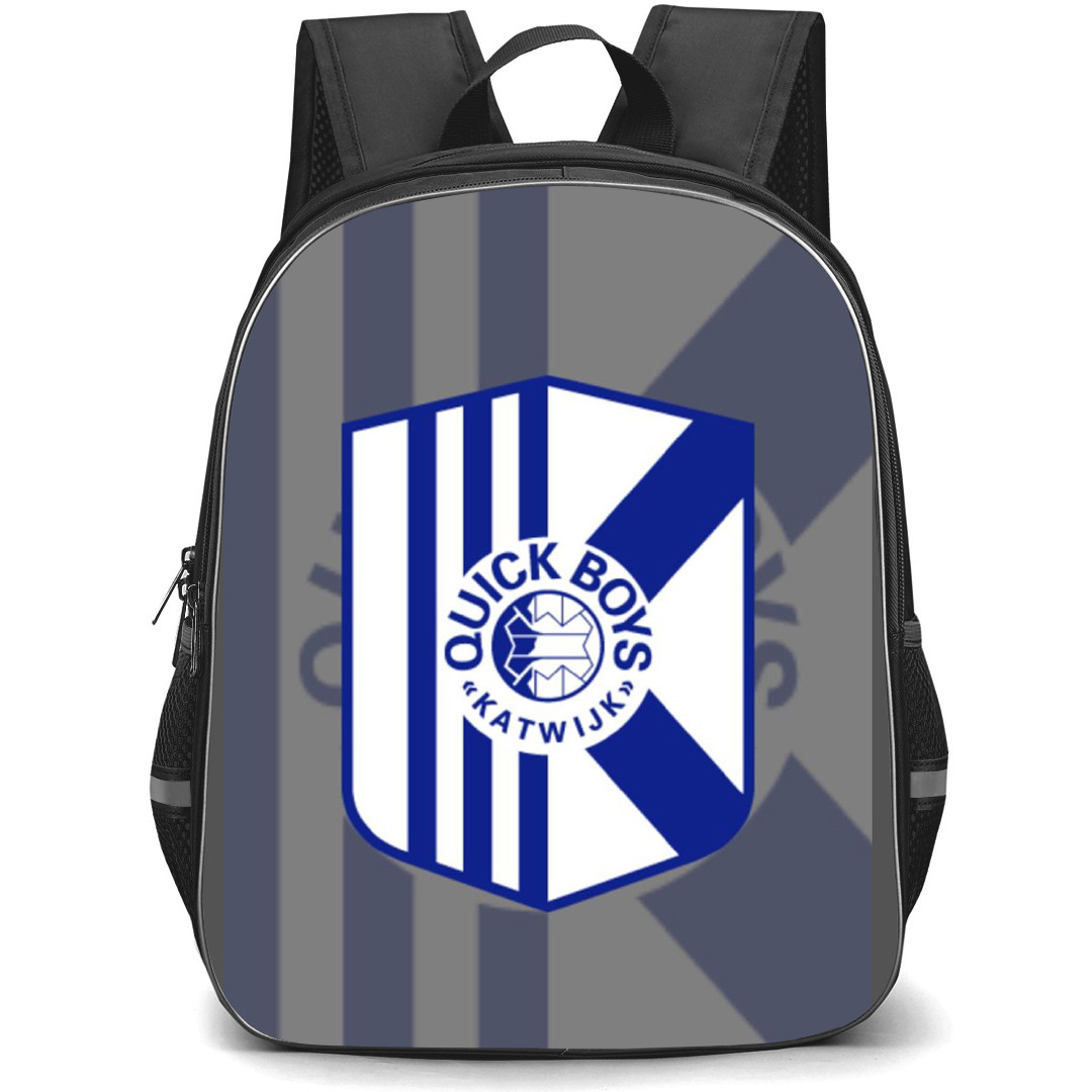 Quick Boys Backpack School Bag StudentPack - Logo Overlay In Gray Background Football Club