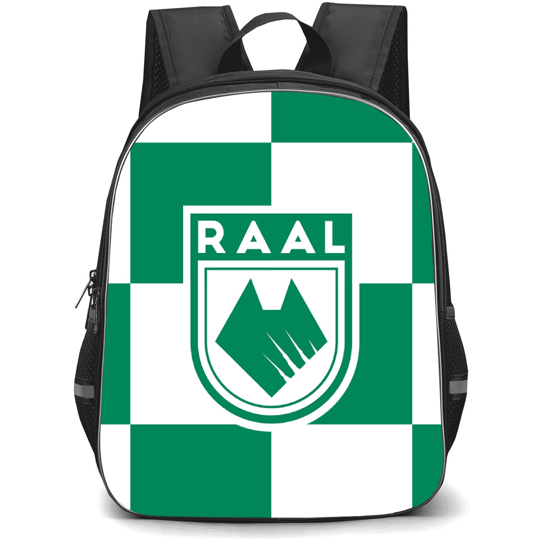 RAAL La Louviere Backpack School Bag StudentPack - Logo In Green And White Checkered Background Football Club