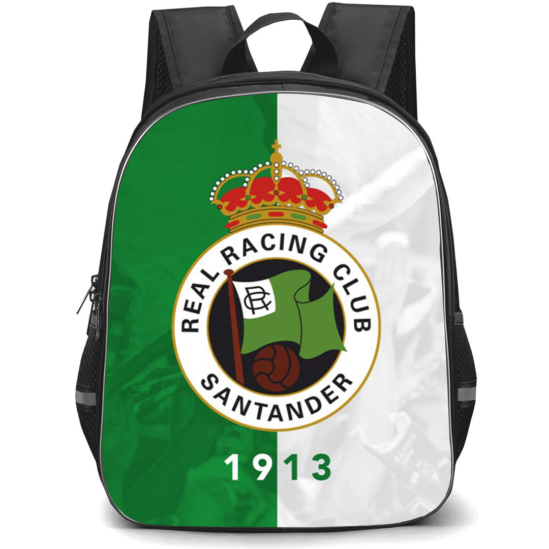 Racing De Santander Backpack School Bag StudentPack - Racing De Santander Logo On Green White Background Football Club
