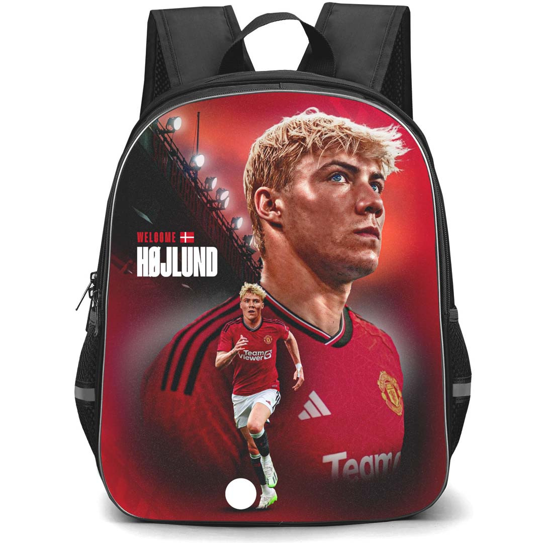 Rasmus Hojlund Backpack StudentPack - Rasmus Hojlund Manchester United F.C. Side Portrait Poster