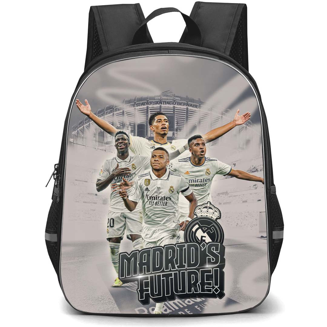 Real Madrid CF School Backpack StudentPack - Real Madrid CF Future Mbappe Vinicius Jude And Rodrygo Poster