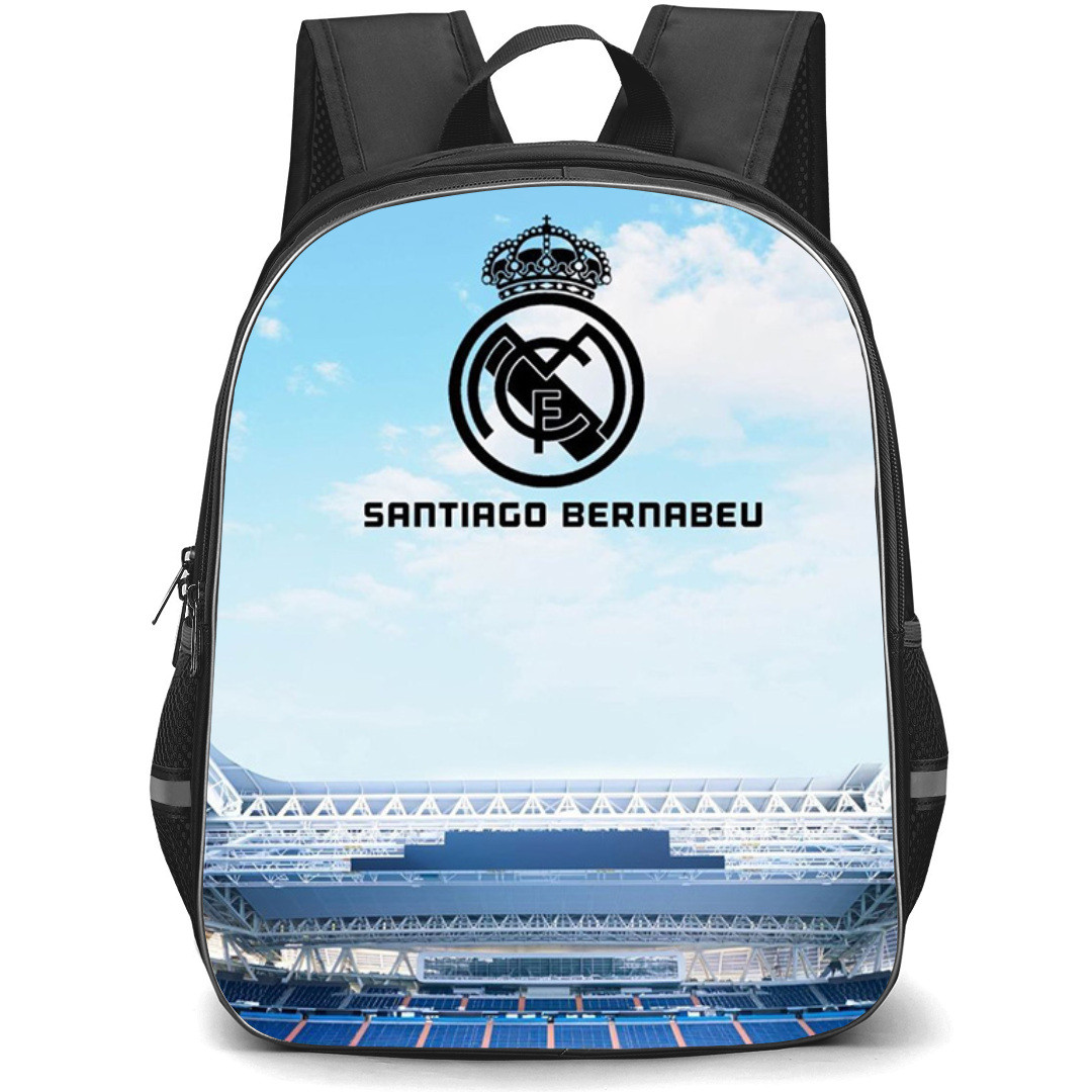 Real Madrid Backpack StudentPack - Real Madrid Logo On Santiago Bernabeu Stadium Background