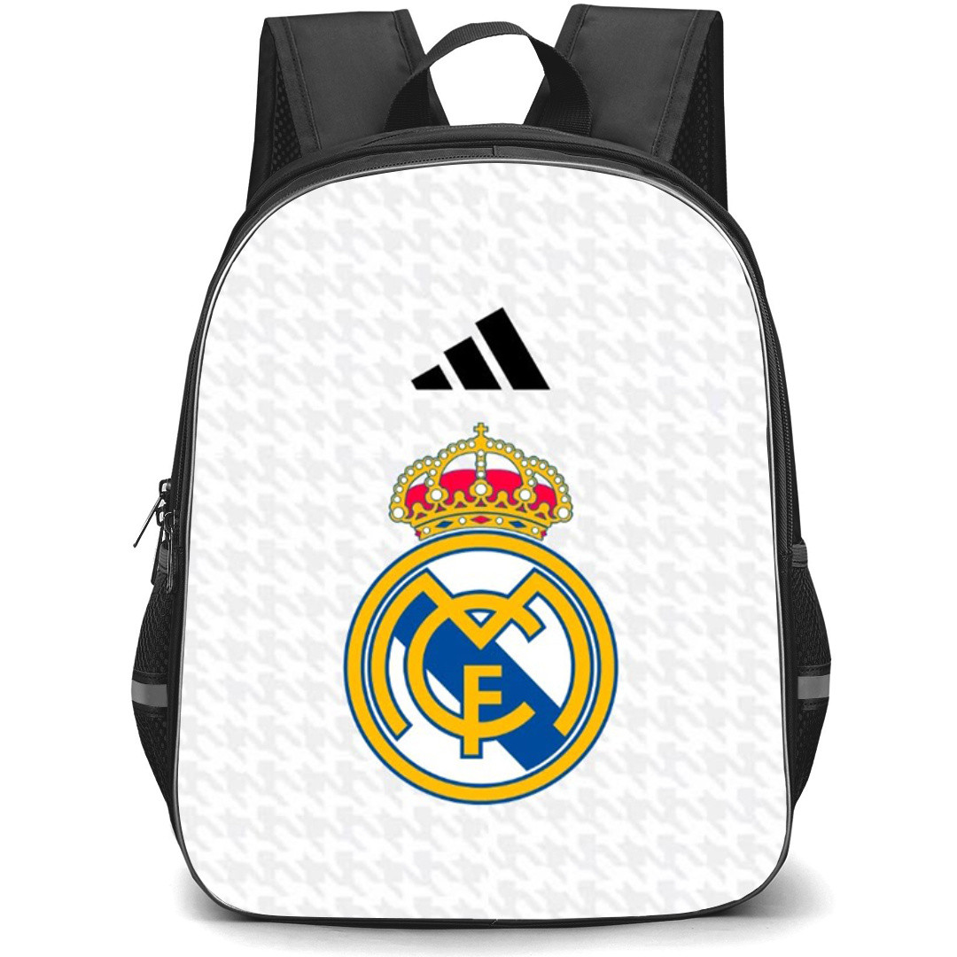 Real Madrid Backpack StudentPack - Real Madrid Logo And Adidas Monogram On White Background