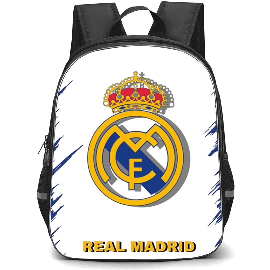 Real Madrid Backpack StudentPack - Real Madrid Logo On Blue Graphic White Background