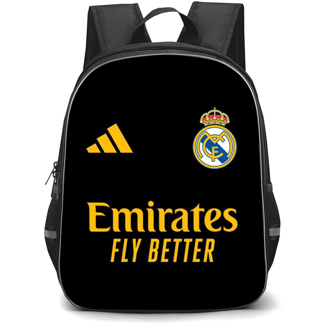 Real Madrid Backpack StudentPack - Real Madrid Logo With Sponsored Monogram On Black Background