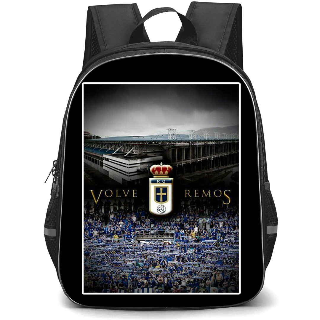 Real Oviedo Backpack School Bag StudentPack - Real Oviedo Logo With VOLVEREMOS Square Sticker Football Club