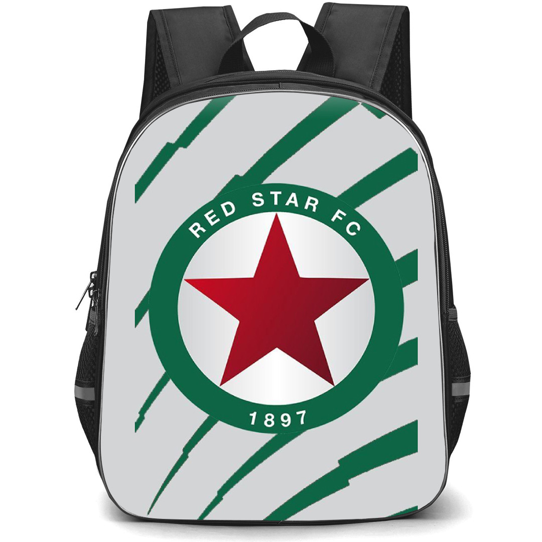 Red Star FC Backpack School Bag StudentPack - Logo In Green And Gray Scratch Background Football Club