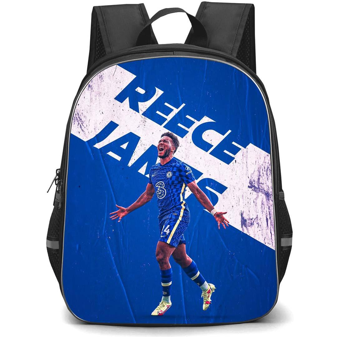 Reece James Backpack StudentPack - Reece James Chelsea F.C. Celebration On Blue Background
