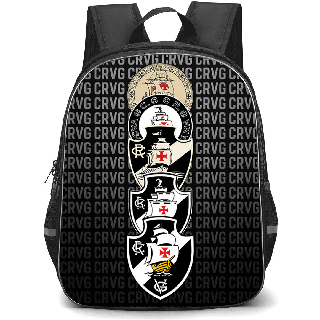 Club de Regatas Vasco da Gama Backpack School Bag StudentPack - Club de Regatas Vasco da Gama with Logo CRVG Text Background