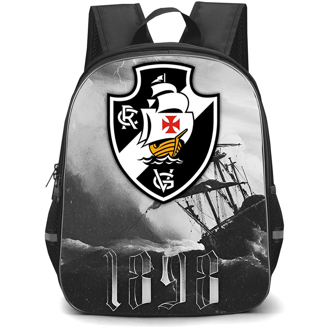 Club de Regatas Vasco da Gama Backpack School Bag StudentPack - Club de Regatas Vasco da Gama Logo with Thunder Storm Effect