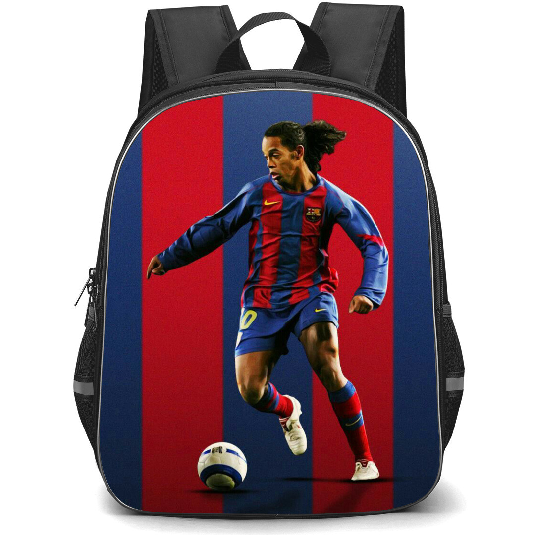 Ronaldinho Backpack StudentPack - Ronaldinho Ball Handling In Blue And Red Background