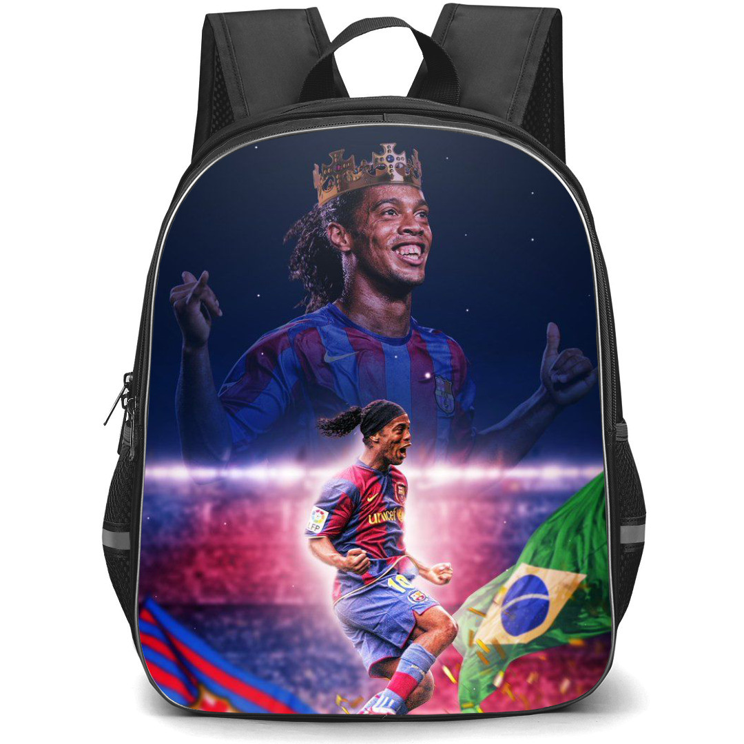 Ronaldinho Backpack StudentPack - Ronaldinho Jumping FCB and Brazil Flag