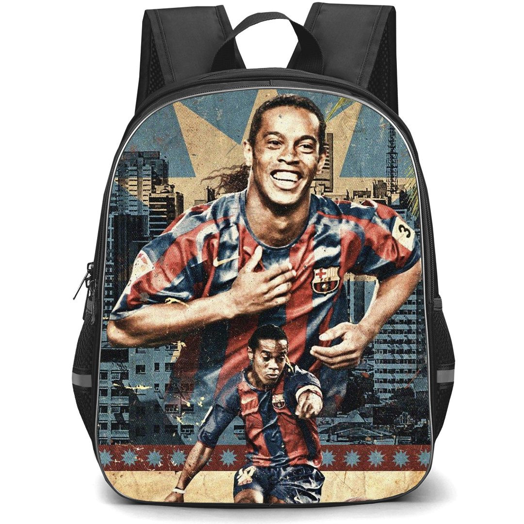 Ronaldinho Backpack StudentPack - Ronaldinho Vintage Poster City Background
