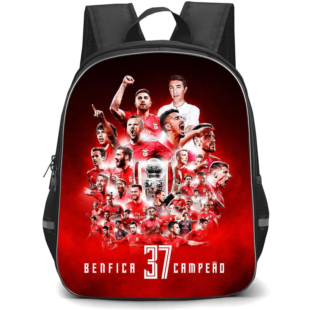 SL Benfica Backpack School Bag StudentPack - SL Benfica Collage On Black Red Background
