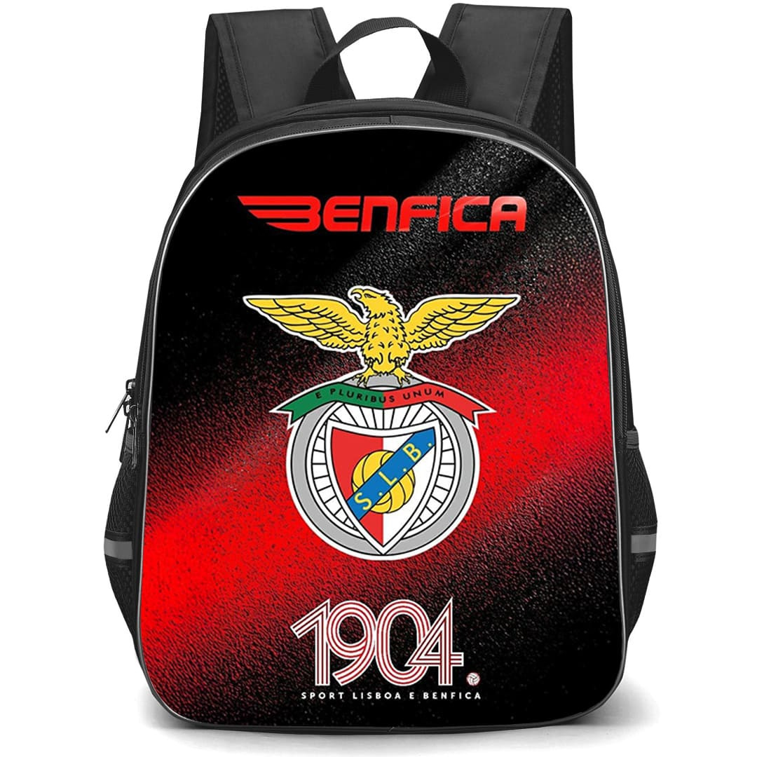 SL Benfica Backpack School Bag StudentPack - SL Benfica Team Logo On Black Red Texture Background