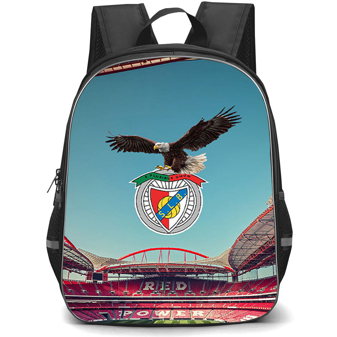 SL Benfica Backpack School Bag StudentPack - SL Benfica Logo On Stadium Background