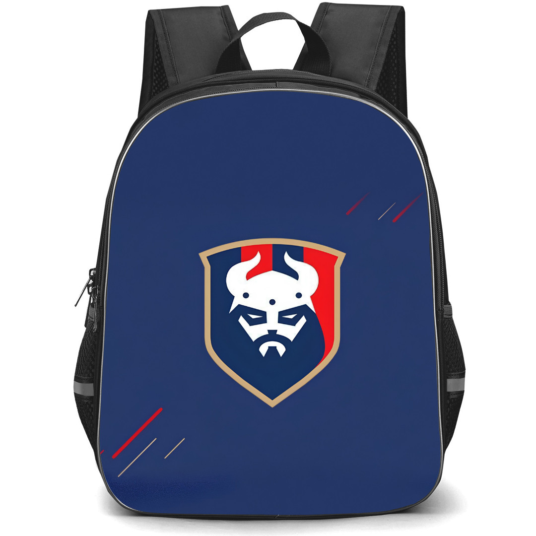 Stade Malherbe Caen Backpack School Bag StudentPack - Logo In Blue Noise Background Football Club