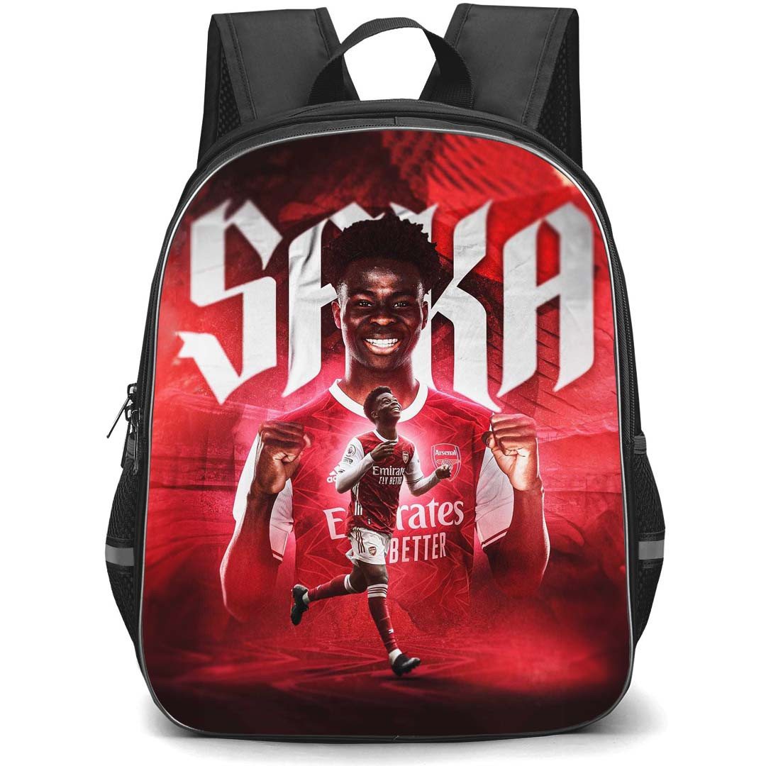 Bukayo Saka Backpack StudentPack - Bukayo Saka Arsenal F.C. Portrait Red Background