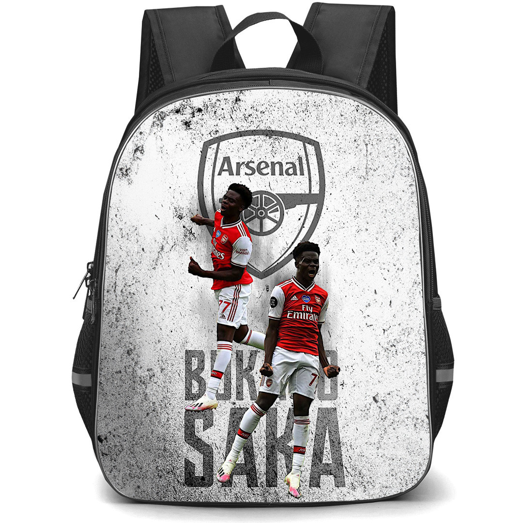 Bukayo Saka Backpack StudentPack - Bukayo Saka Arsenal F.C. Signature Celebration On Gray Background