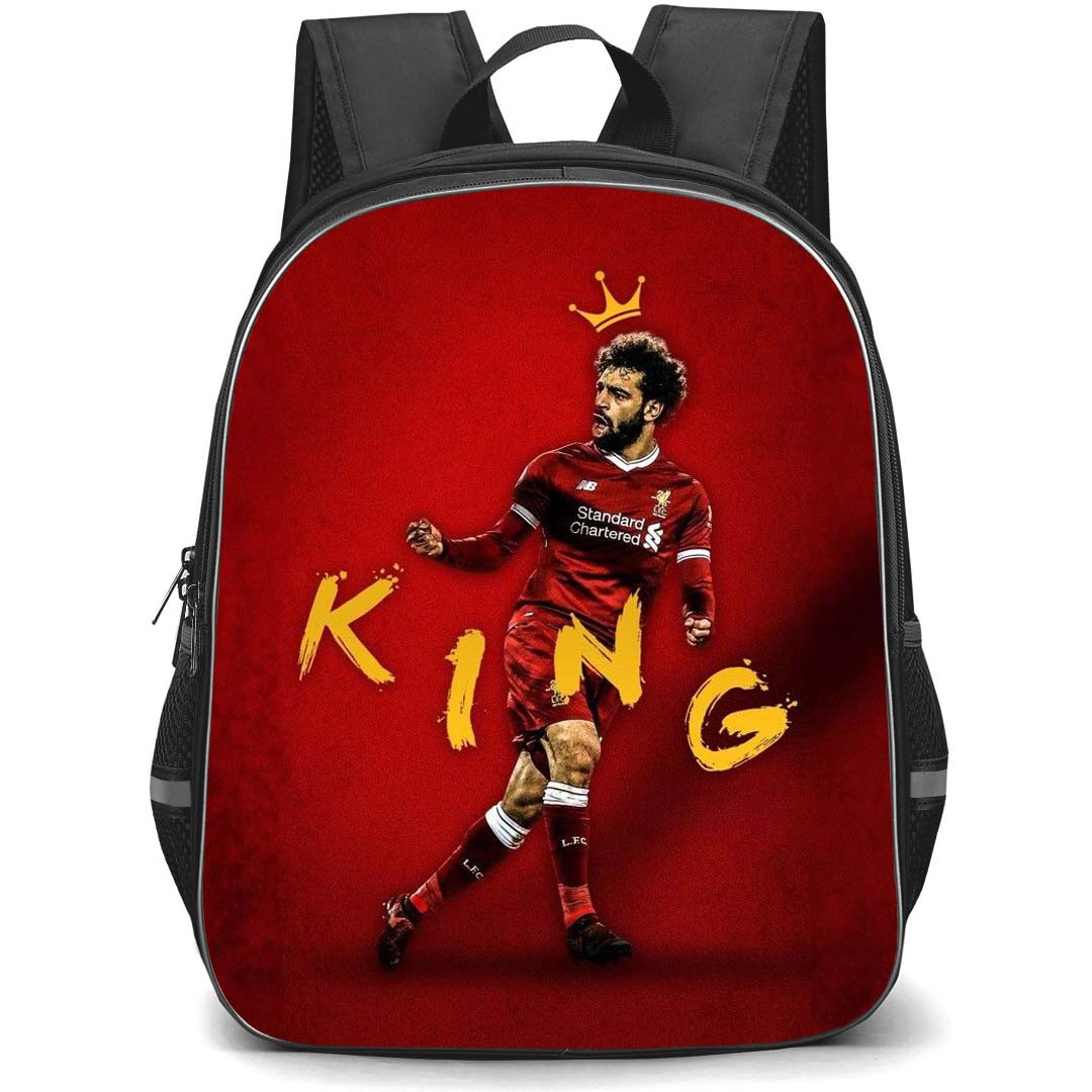 Mohamed Salah Backpack StudentPack - Mohamed Salah Liverpool F.C. The Egypt King Poster Red Background