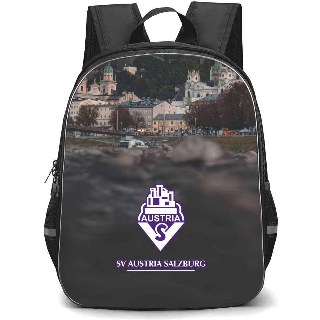 SV Austria Salzburg Backpack School Bag StudentPack - Logo In City Background