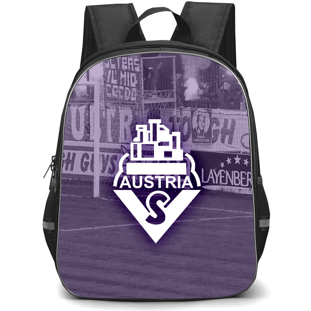 SV Austria Salzburg Backpack School Bag StudentPack - Logo In Field Puple Background
