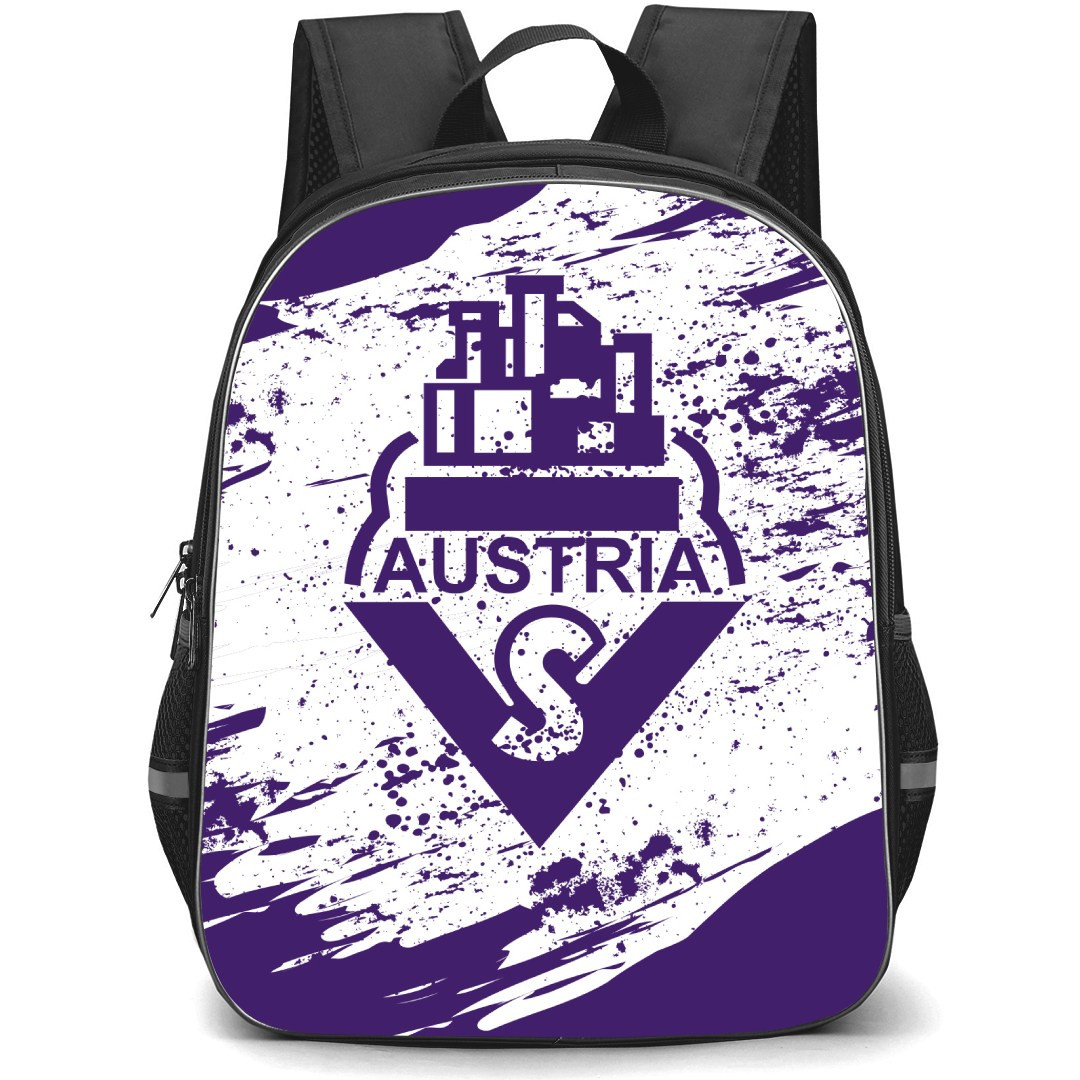 SV Austria Salzburg Backpack School Bag StudentPack - Logo In White And Purple Pant Background