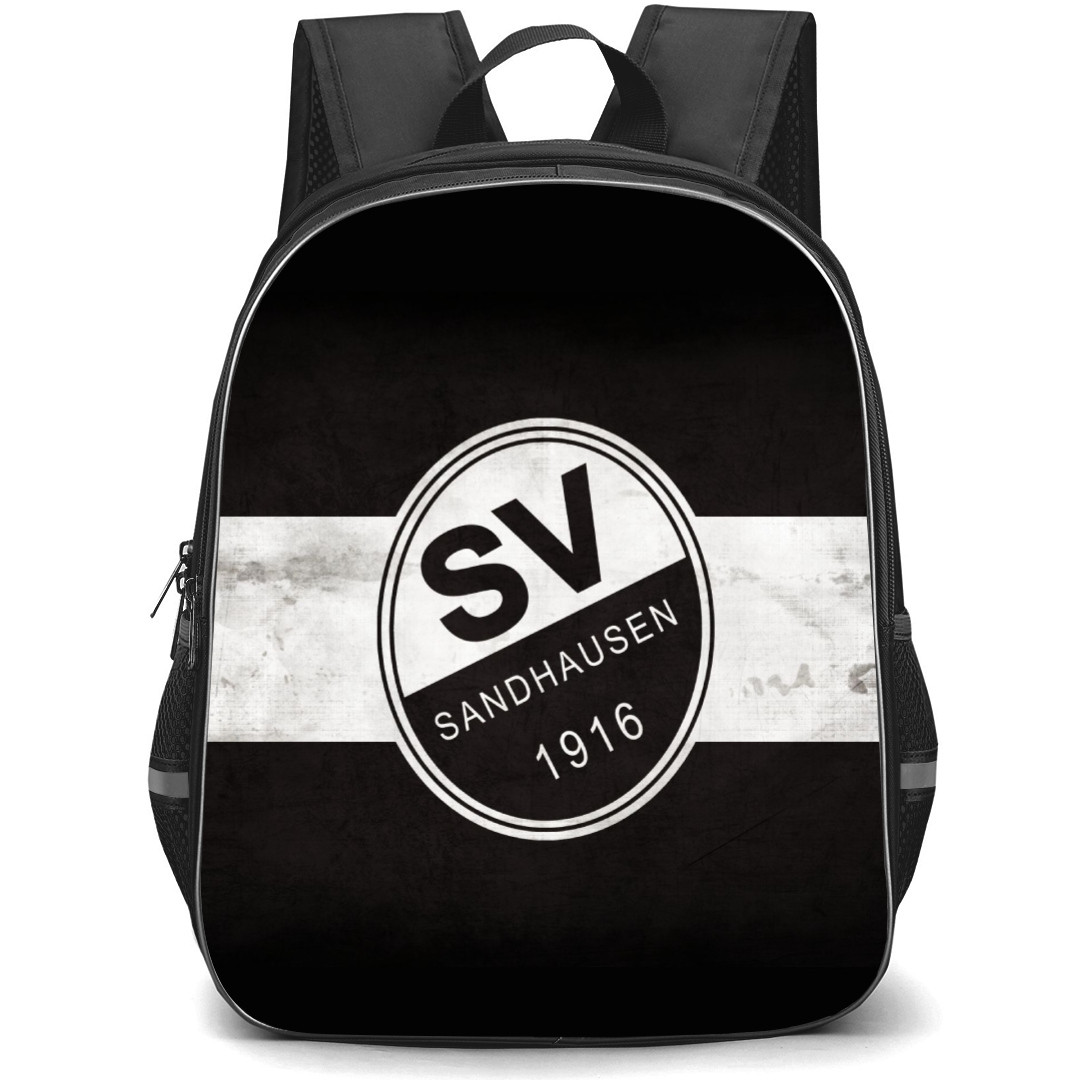 SV Sandhausen Football Club Backpack School Bag StudentPack - Logo In Black And White Grunge Background