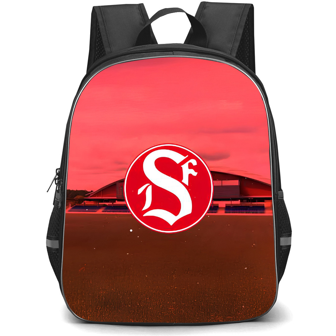 Sandvikens IF Backpack School Bag StudentPack - Sandvikens IF Logo Retro Stadium Background Football Club