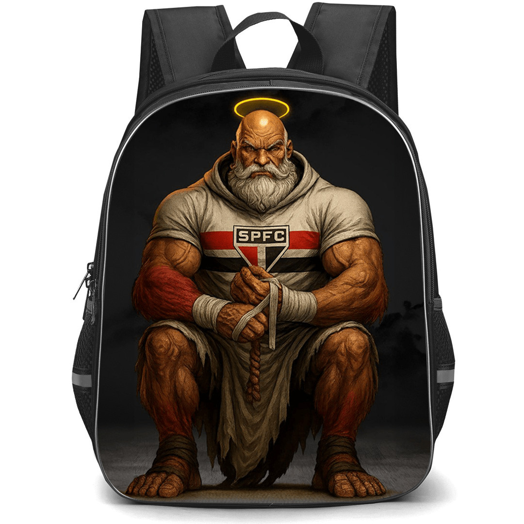 Sao Paulo Futebol Clube Backpack School Bag StudentPack - Sao Paulo Futebol Clube with Logo Mythic Warrior Dark Background