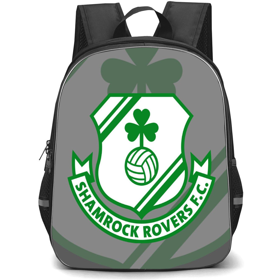 Shamrock Rovers FC Backpack School Bag StudentPack - Logo Overlay Gray Background