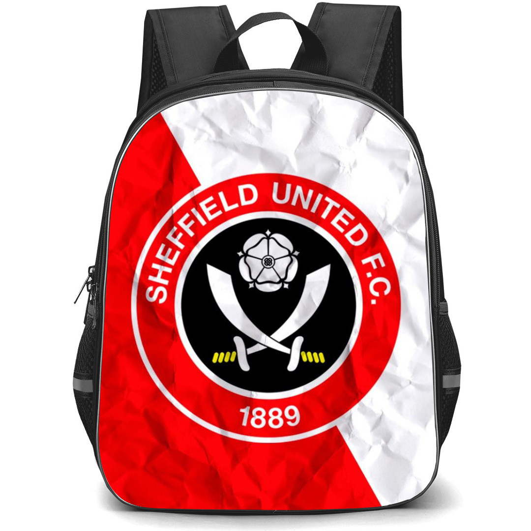 Sheffield United F.C. Backpack StudentPack - Sheffield United F.C. Logo On Red White Crumpled Paper Background