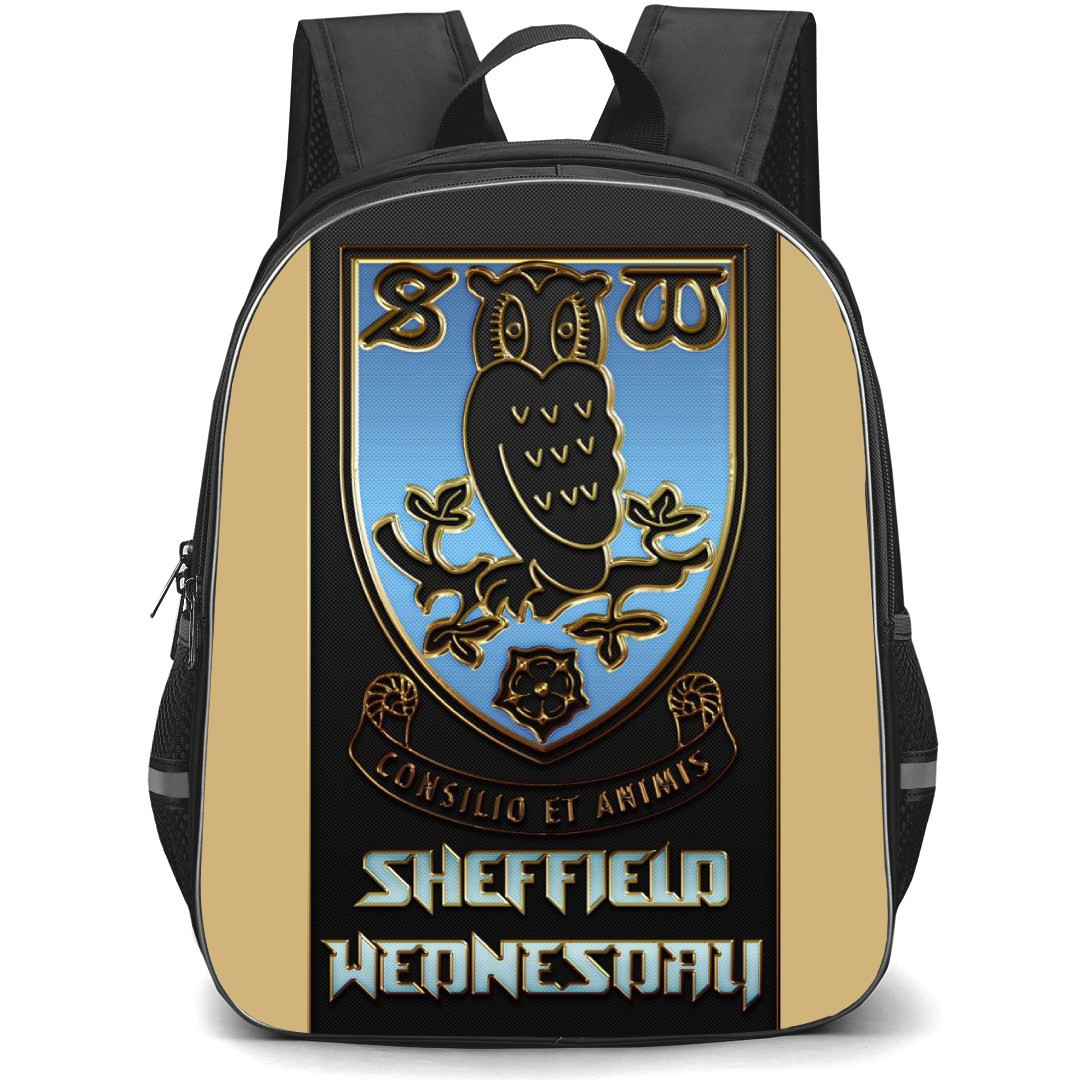 Sheffield Wednesday F.C. Backpack StudentPack - Sheffield Wednesday F.C. Golden Emboss Logo On Dark Background