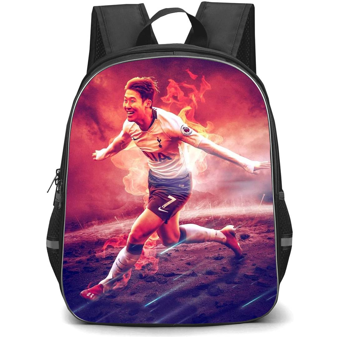 Son Heung School Backpack StudentPack - Son Heung 7 Tottenham Hotspur F.C. On Fire Poster
