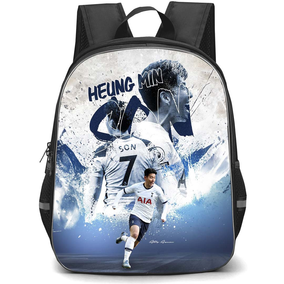 Son Heung-Min Backpack StudentPack - Son Heung-Min 7 Tottenham Hotspur F.C. Running On Graphic Art Poster