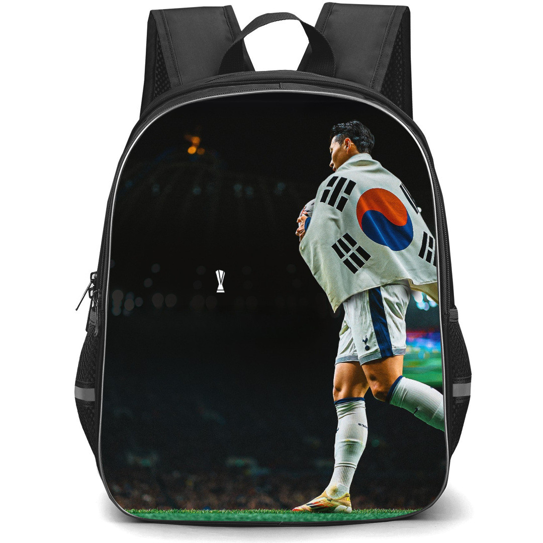 Son Heung-Min Backpack StudentPack - Son Heung-Min Wearing Flag Illustration