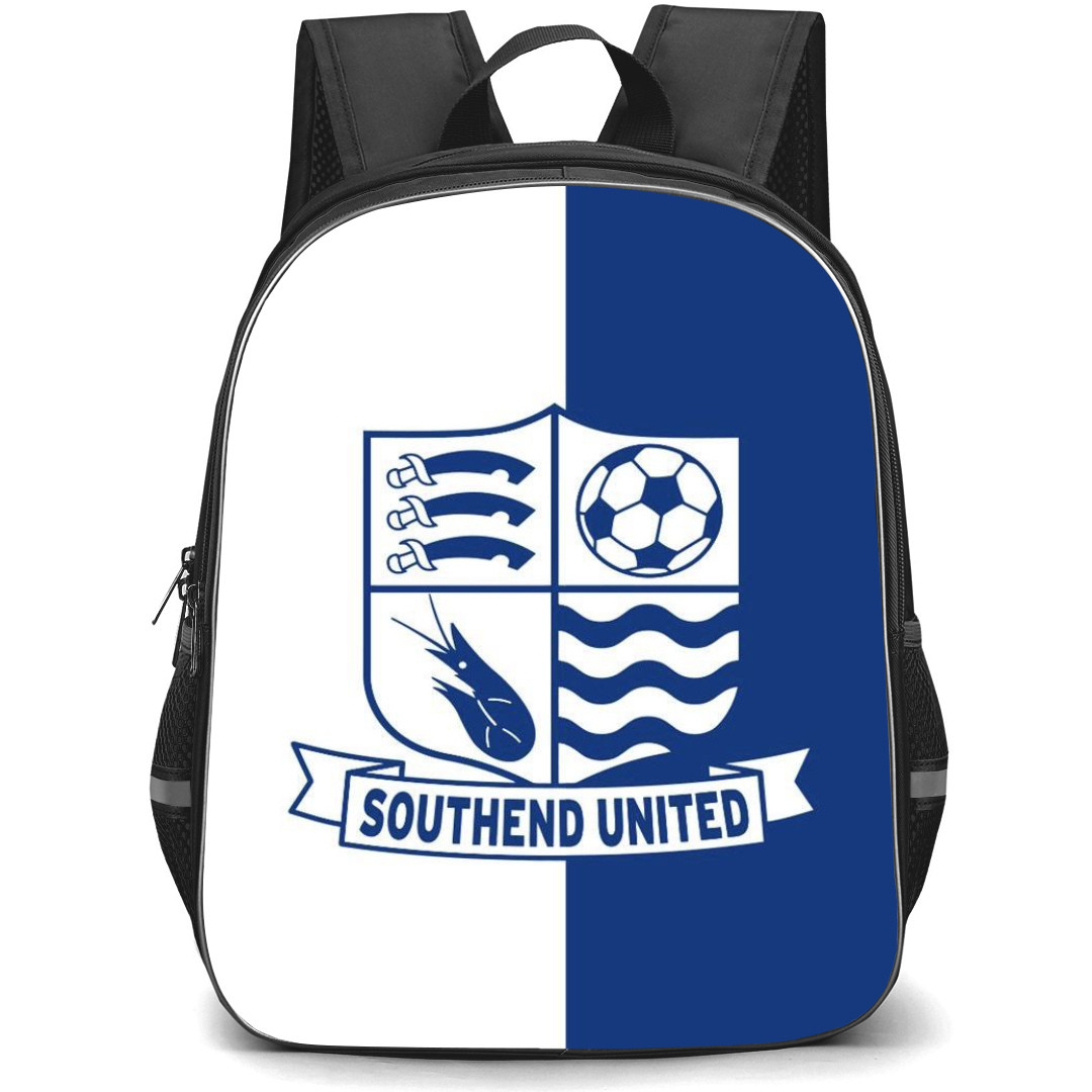National League Southend United Backpack School Bag StudentPack - Large Logo In Blue And White Background