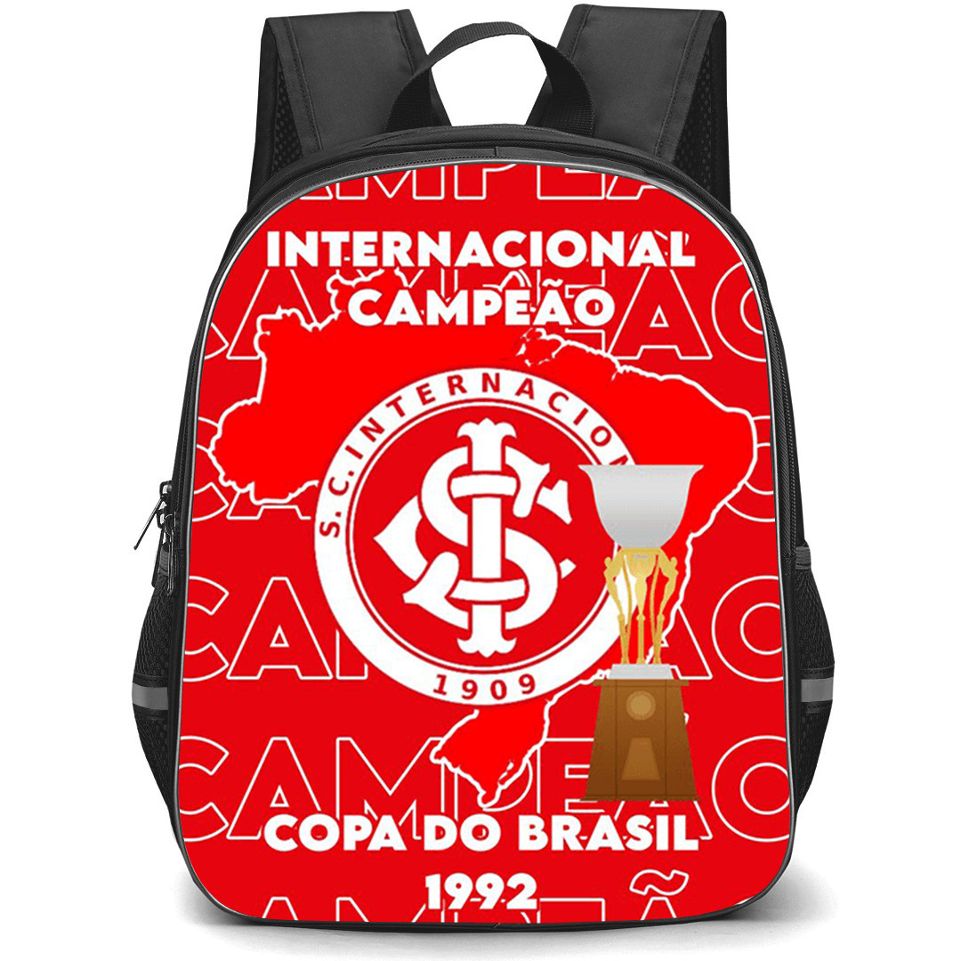 Sport Club Internacional Backpack School Bag StudentPack - Sport Club Internacional Campeao Trophy Logo with Red Effect
