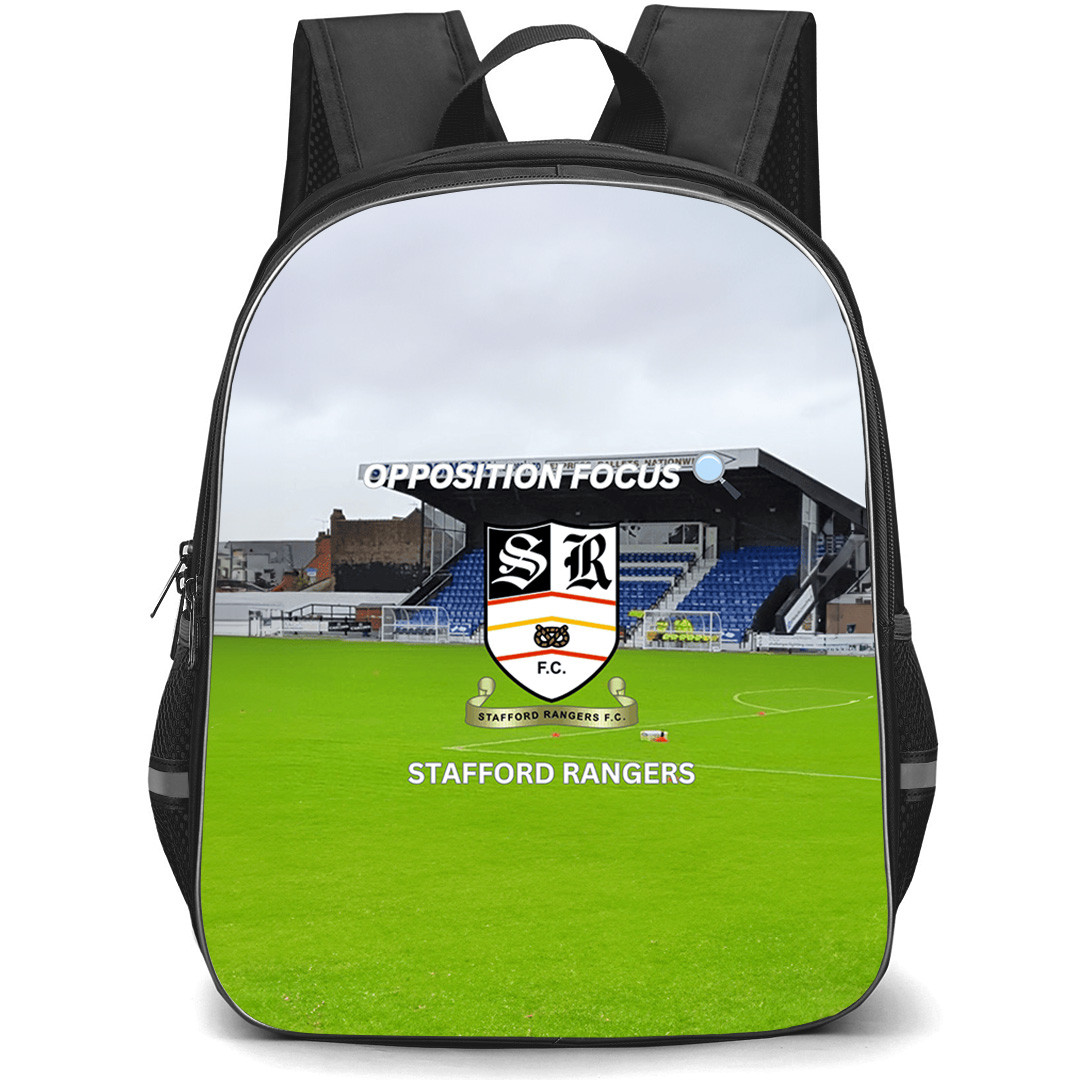 Stafford Rangers Football Club Backpack School Bag StudentPack - Stafford Rangers Football Club Stadium with Logo Pitch Effect
