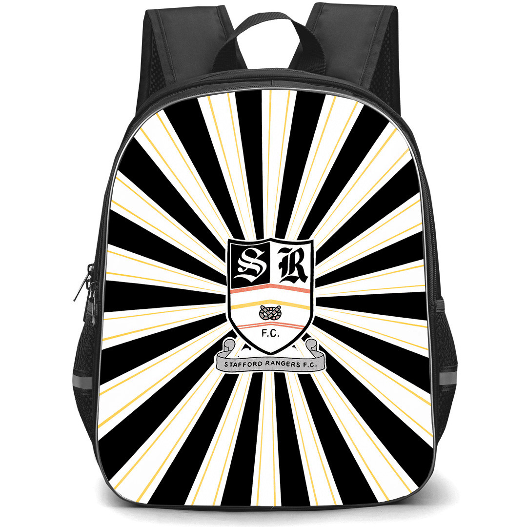 Stafford Rangers Football Club Backpack School Bag StudentPack - Stafford Rangers Football Club with Logo Radial Stripe Black Effect