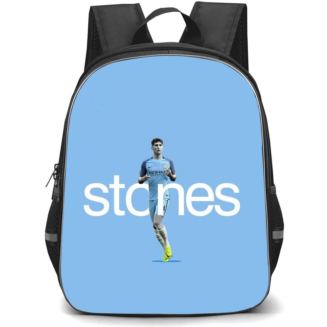 John Stones Backpack StudentPack - John Stones Manchester City F.C. Standing On SkeyBlue Background