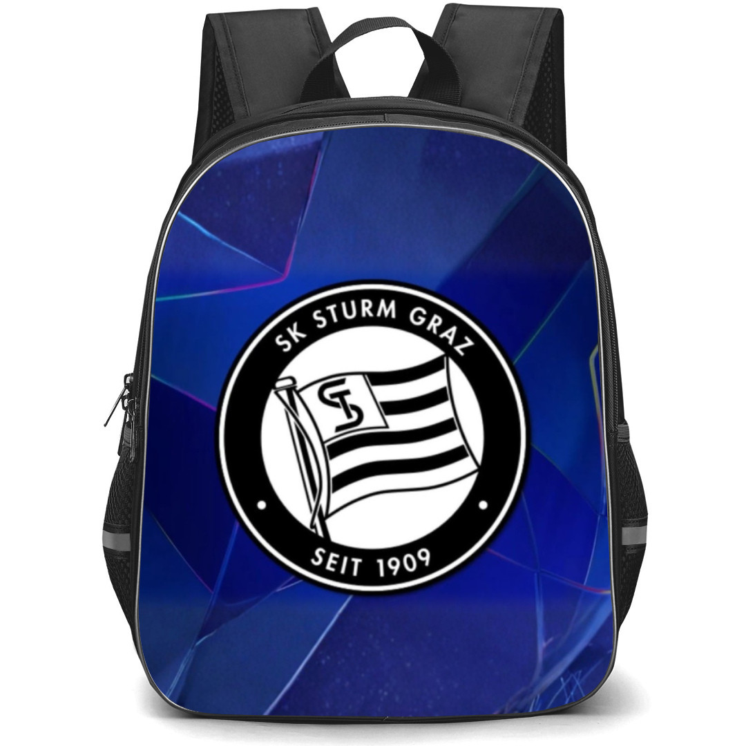 SK Sturm Graz Backpack School Bag StudentPack - Logo In Blue Crystal Background