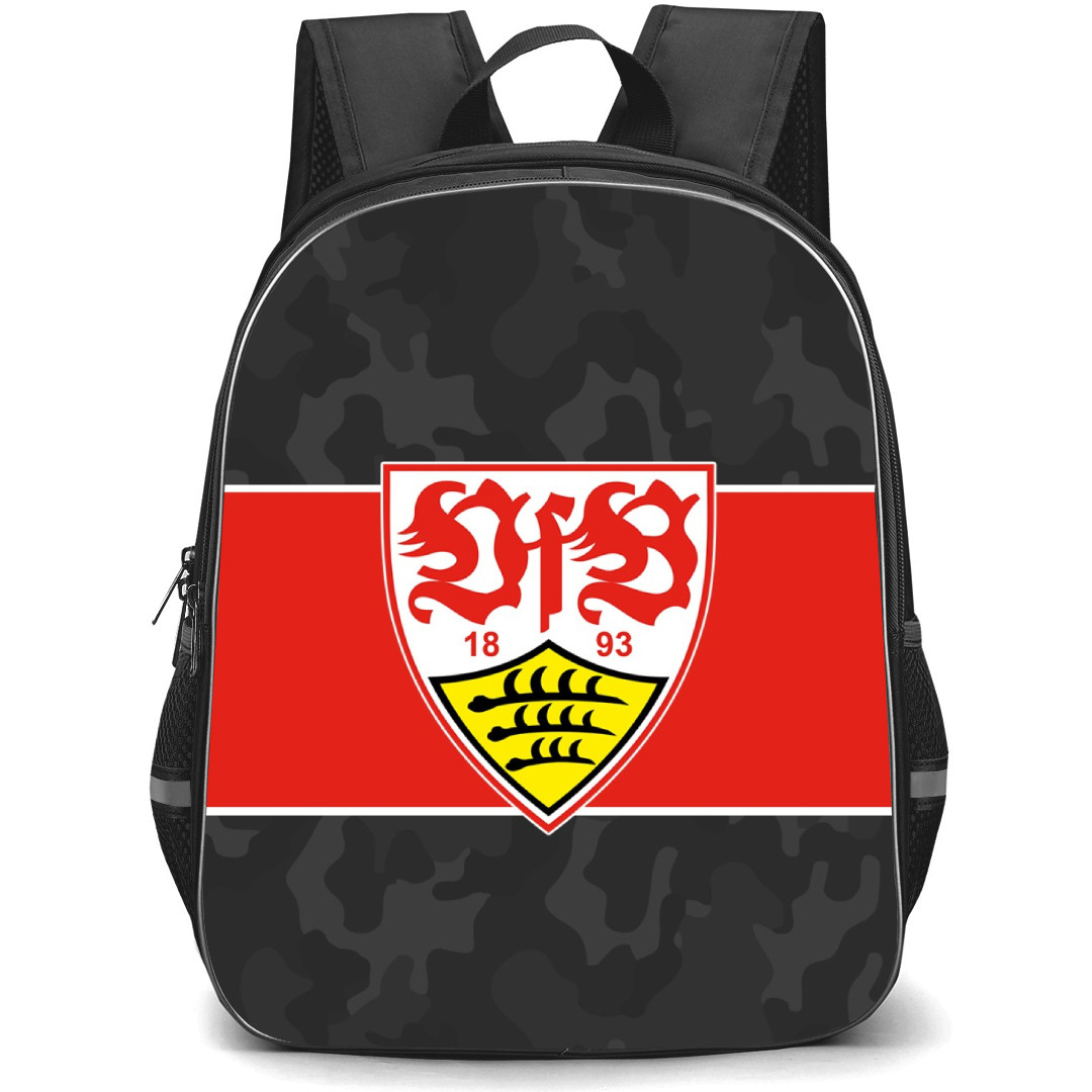 VFB Stuttgart II Backpack School Bag StudentPack - Logo In Red And Gray Camo Background Football Club