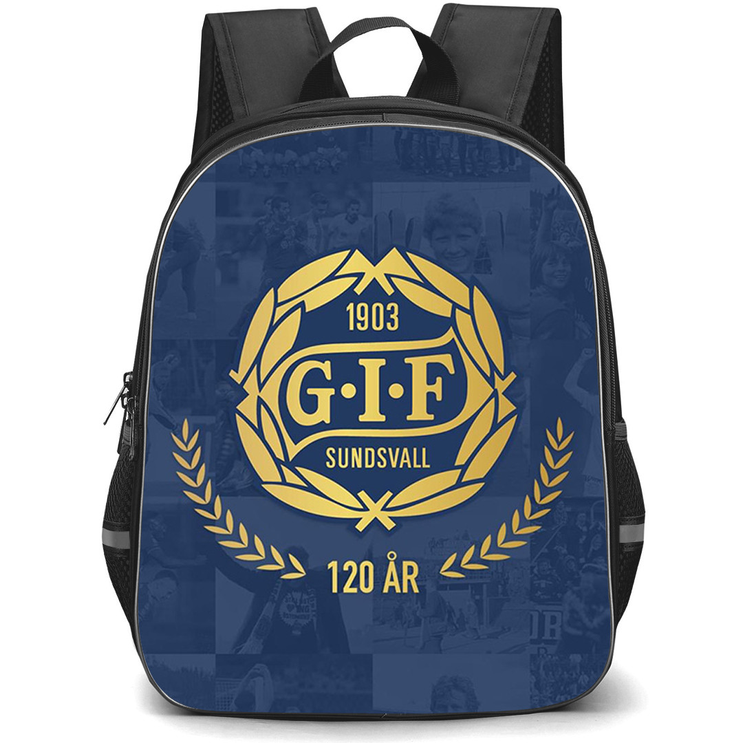 GIF Sundsvall Backpack School Bag StudentPack - GIF Sundsvall Golden Logo On Blue Background Football Club