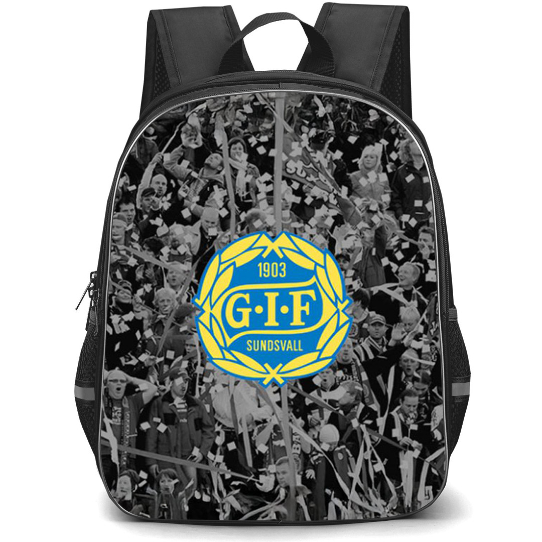 GIF Sundsvall Backpack School Bag StudentPack - GIF Sundsvall Logo On Grayscale Audience Background Football Club