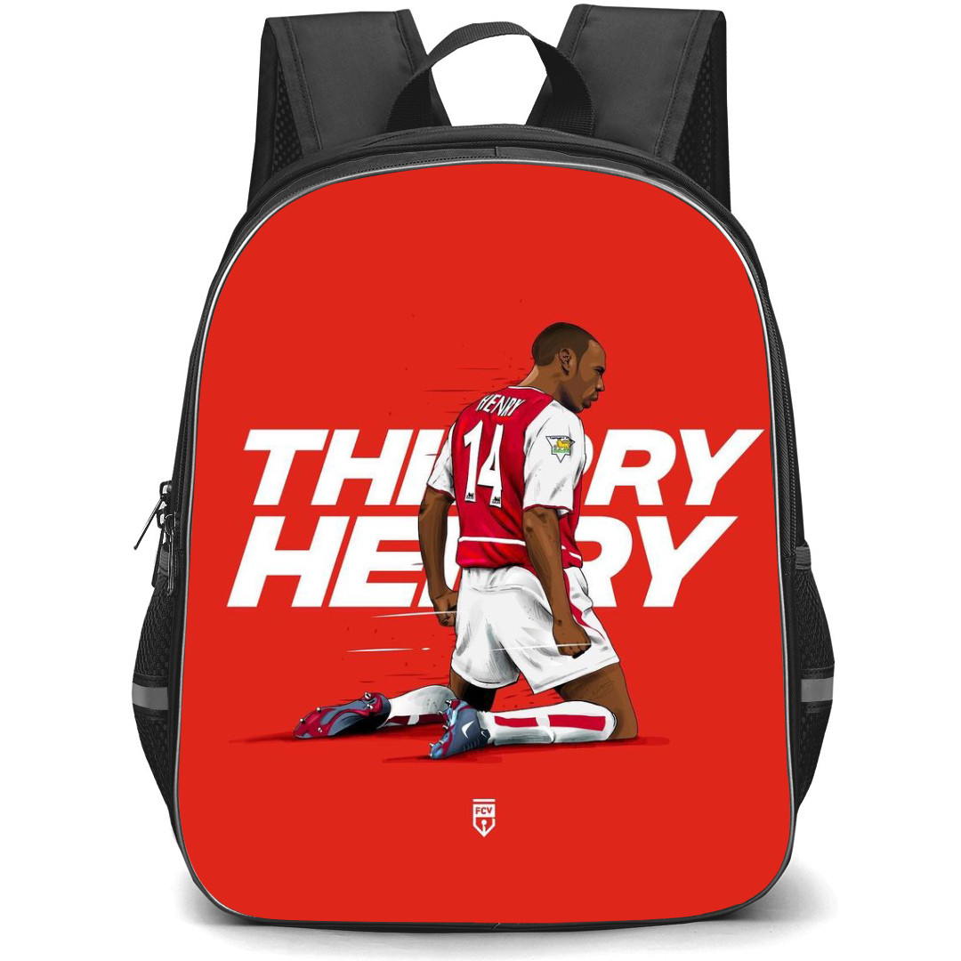 Thierry Henry Backpack StudentPack - Thierry Henry Kneeling Comic Art In Red Background
