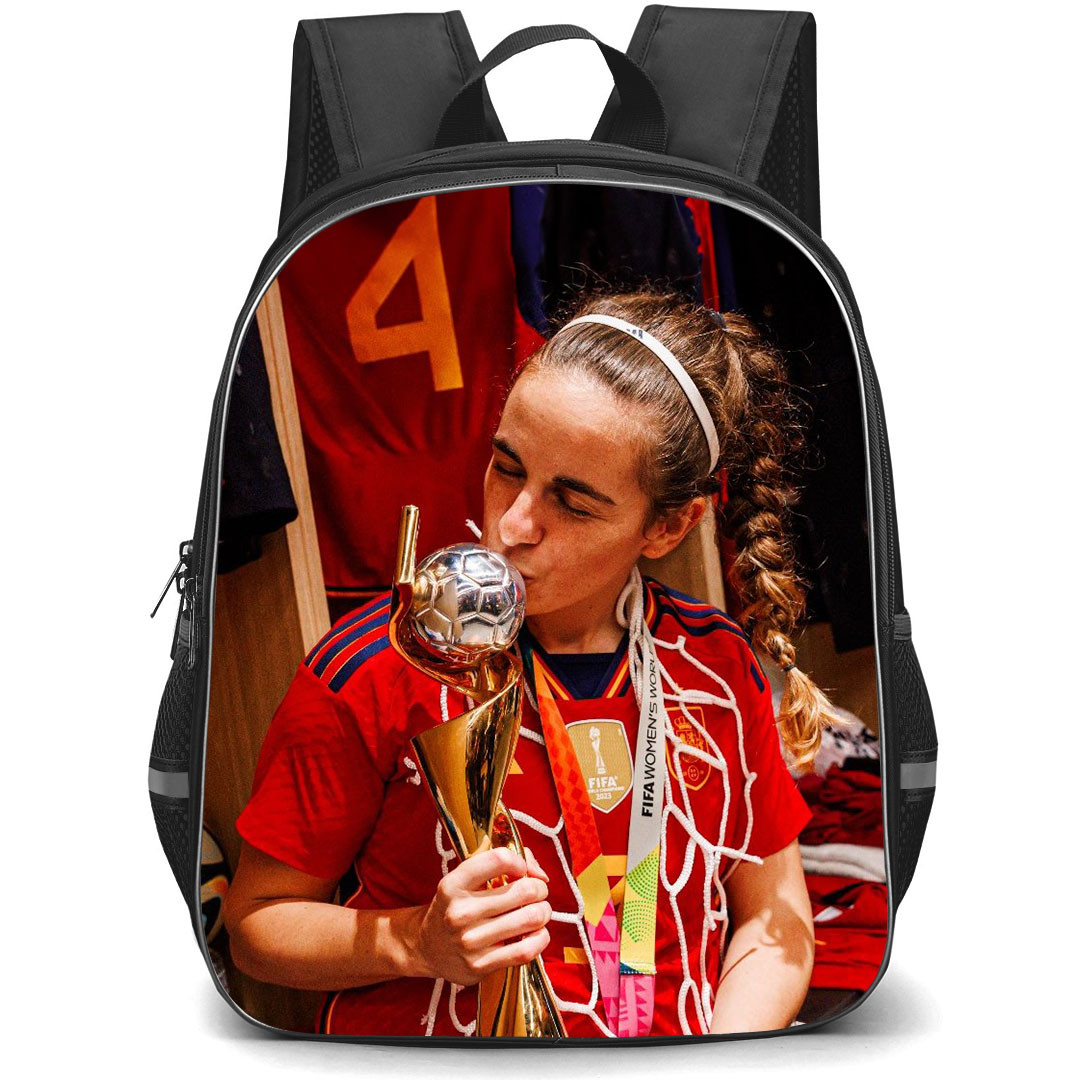 Spain Women National Team World Cup Teresa Abelleira Backpack StudentPack - Teresa Abelleira Kissing Trophy